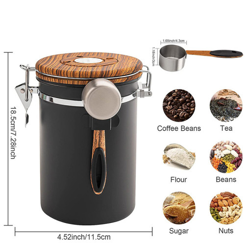 咖啡豆密封罐儲物罐茶葉粉末收納罐帶時間錶帶勺Coffee Canister
