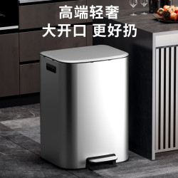 新品不鏽鋼垃圾桶大容量商用家用廚房腳踏式帶蓋酒店辦公室超60L