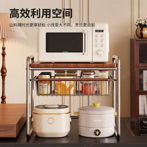 廚房烤箱層架可抽拉式調料抽屜架碳鋼架身鏤空透氣微波爐收納架