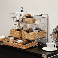 護膚品多層置物架整理架桌面輕奢304不鏽鋼感水杯收納架化妝