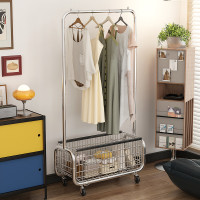 落地衣帽架家用室內掛衣架可移動髒衣簍隔夜衣架簡易衣服收納架