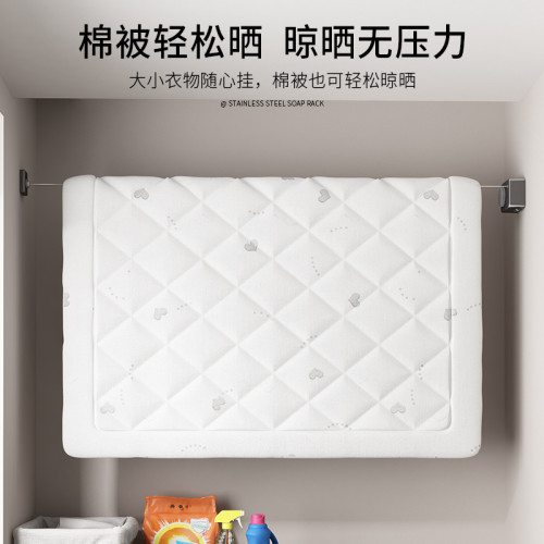免打孔隱形伸縮晾衣繩衛生間晾衣架鋼絲陽台隱形收縮晾衣神器