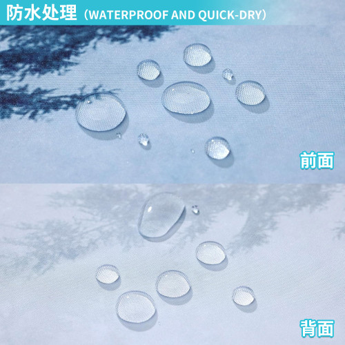 3D數碼印花雙層大環森林滌綸浴簾 衛生間免打孔隔斷簾防水簾
