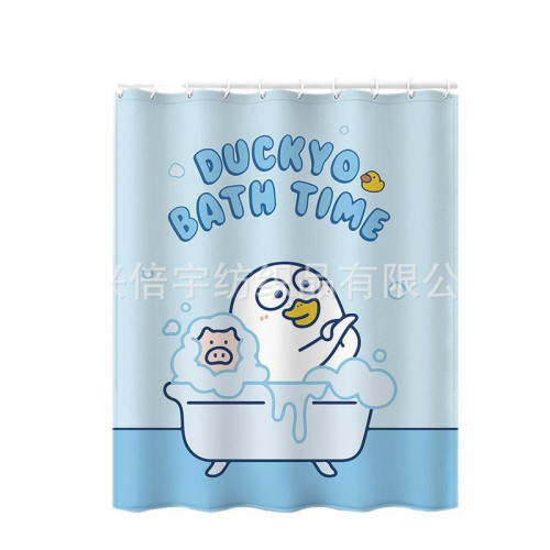 洗澡間小鴨防水浴簾加厚垂墜衛生間隔斷防霉不透擋風厠所乾濕分離