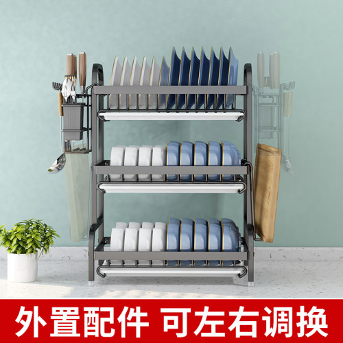 廚房收納置物架雙層瀝水碗碟架多功能台面盤碟置物籃碳鋼 廚房收納置物架雙層瀝水碗碟架多功能台面盤碟置物籃碳鋼