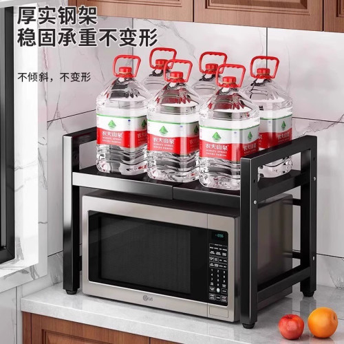 廚房微波爐架置物架多層多功能烤箱台面收納架子家用雙層伸縮架子