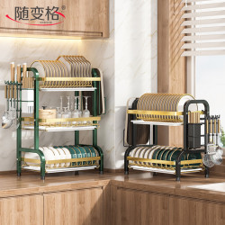 廚房置物架碗碟碗盤收納架台面瀝水架筷子刀架多功能放碗櫃子