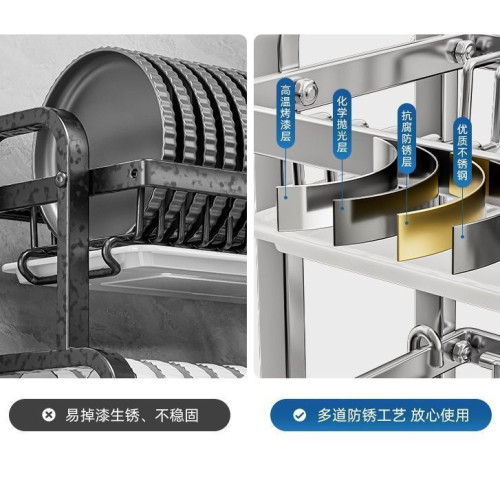 廚房不鏽鋼碗碟架瀝水架台面刀架砧板架多功能多層碗盤筷收納架
