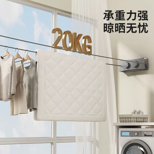 隱形晾衣繩室內免打孔衛生間隱形伸縮陽台晾衣服神器鋼絲繩索
