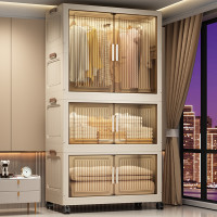 折曡式衣物收納櫃家用簡易衣櫃雙開門塑膠櫃子臥室房間嬰兒儲物櫃