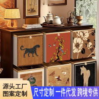 中古風家用收納箱大容量折曡格子櫃玩具整理盒子布藝折曡收納筐