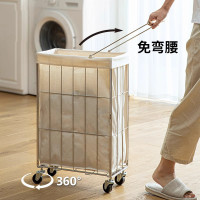 家用不鏽鋼髒衣簍手推車可折疊浴室臥室客房髒衣服褲子整理收納籃