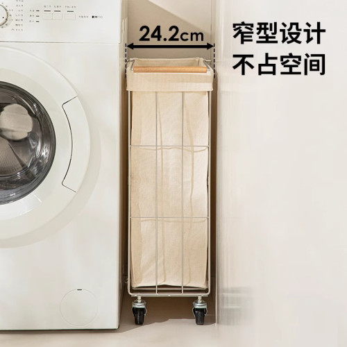 家用不鏽鋼髒衣簍手推車可折曡浴室臥室客房髒衣服褲子整理收納籃
