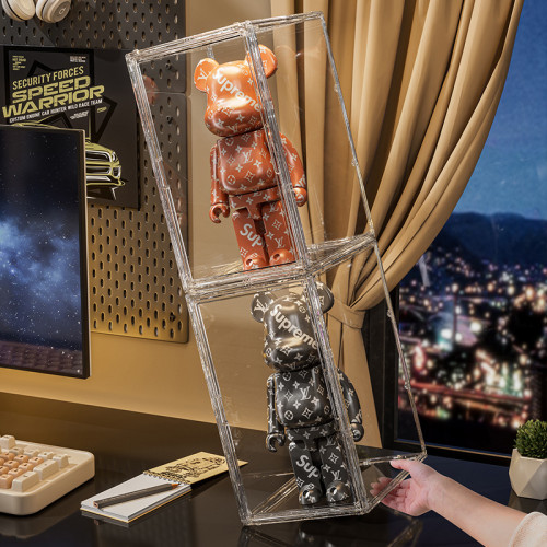 大號手辦展示盒家用透明泡泡瑪特潮玩展示架透明防塵高顔值收納盒