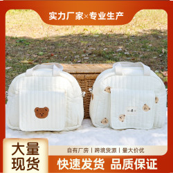 可攜式小號媽咪包新款翻蓋手提包奶瓶尿布收納包外出大容量收納袋