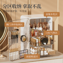 化妝品收納盒桌面收納高級感輕奢梳妝台桌面口紅防塵置物架大容量