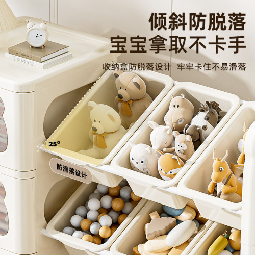 新款小熊兒童玩具收納架抽屜式大容量多層寶寶組合分類整理架