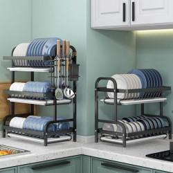 廚房置物架碗碟碗盤收納架瀝水架家用多功能放碗架碗筷收納盒碗櫃
