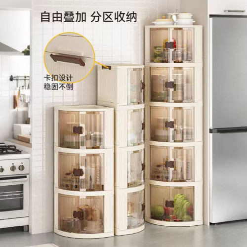 塑膠雙開門可折曡移動三角收納櫃零食玩具家居牆角儲物轉角櫃