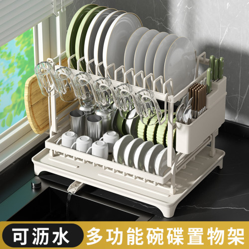 廚房碗碟收納架盤碗瀝水架台面雙層刀具砧板水杯家用多功能收納架