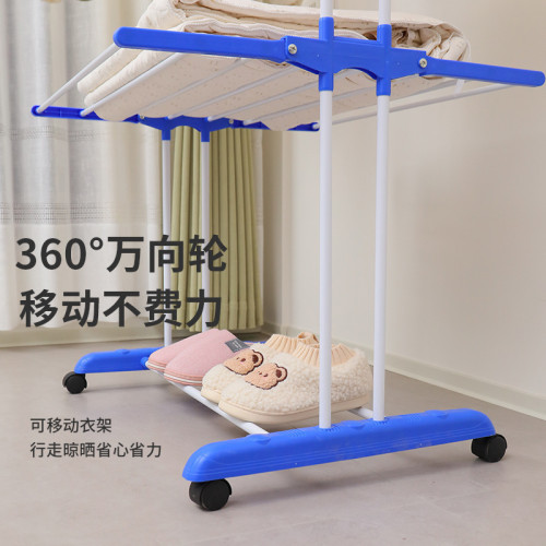 多功能落地三層毛巾架飛翼型晾衣架室內落地折曡移動衣架