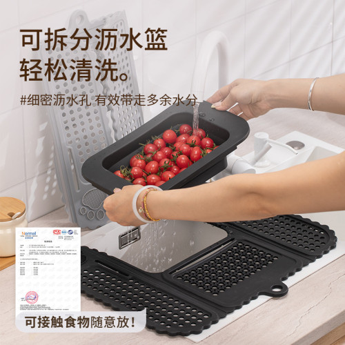 新品多功能浴室可折曡水槽蓋矽膠化妝墊水槽墊擴展面積