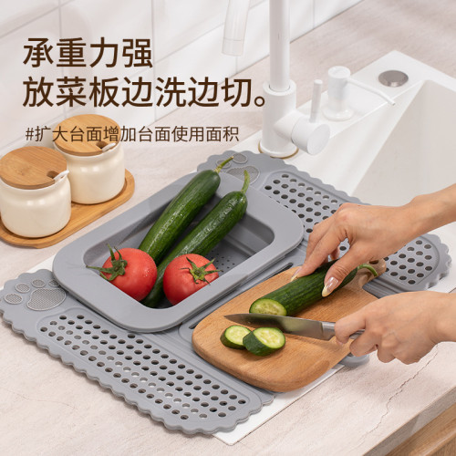 新品多功能浴室可折曡水槽蓋矽膠化妝墊水槽墊擴展面積