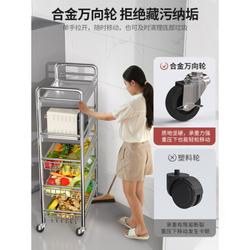 不鏽鋼廚房菜籃子置物架落地多層果蔬微波爐收納架多功能儲物架子