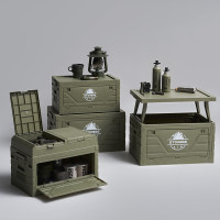 戶外露營折曡收納箱加厚塑膠野營餐桌食物儲物箱車用後備箱整理箱