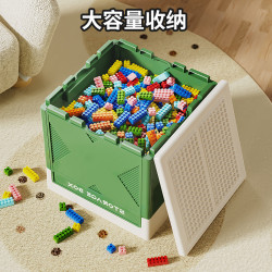 玩具收納箱兒童拼裝積木樂高零食折曡收納盒塑膠加厚可曡加整理箱