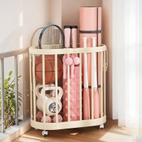 瑜珈墊健身器材收納籃帶輪置物架塑膠大號置物架落地筐收納筐大號