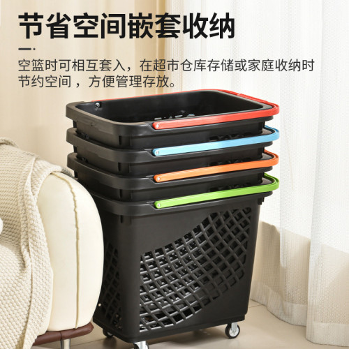 超市拉桿式多功能大容量可攜式購物籃買菜水果啤酒帶滑輪商品購物籃