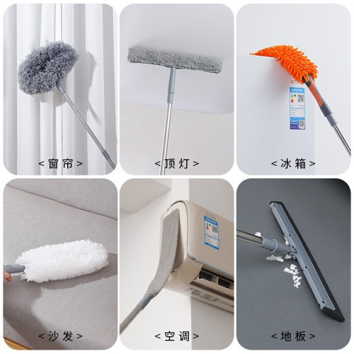 二合一窗戶清潔刮刀加長除塵刷雙面高層玻璃擦蜘蛛網刷