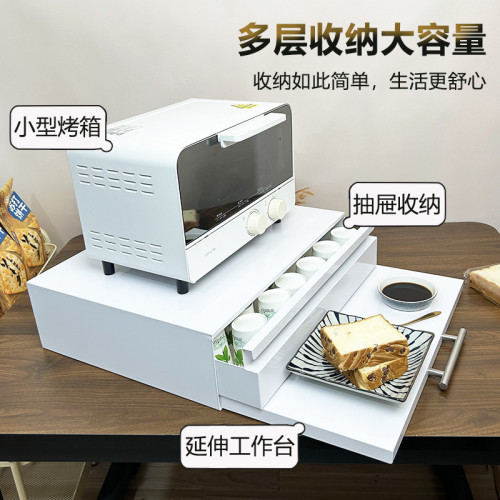 廚房抽拉式托盤微波爐置物架抽屜板台面烤箱支架伸縮推拉備菜板