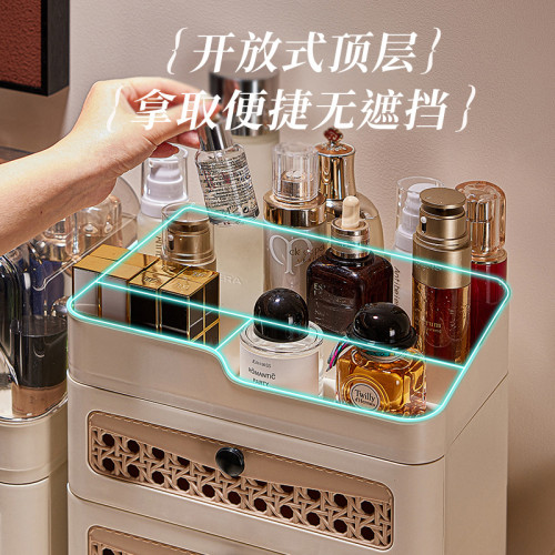 桌面化妝收納盒塑膠收納架抽屜式首飾盒化妝品整理盒護膚品置物架