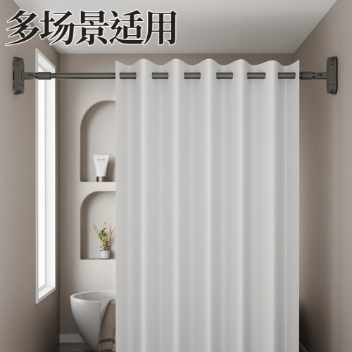 強力吸附吸盤伸縮晾衣架室內陽台曬被桿免打孔壁掛家用加厚晾衣桿