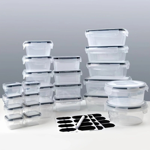 24件套飯盒五穀襍糧密封罐廚房收納食品級塑膠帶蓋專用保鮮盒