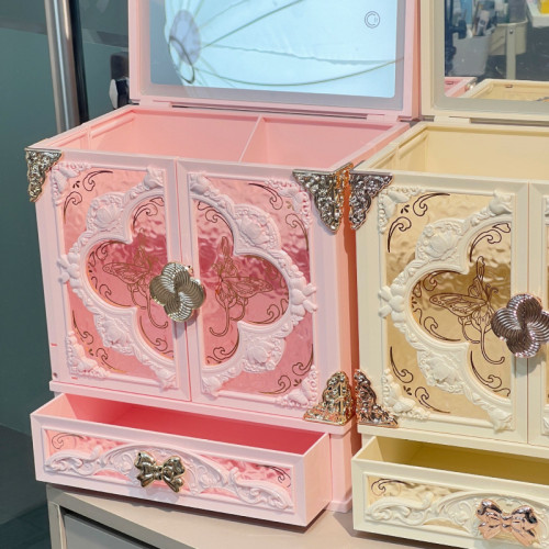 MEIYU每遇輕奢高級感梳妝台帶鏡子小型化妝桌化妝品收納節日禮物