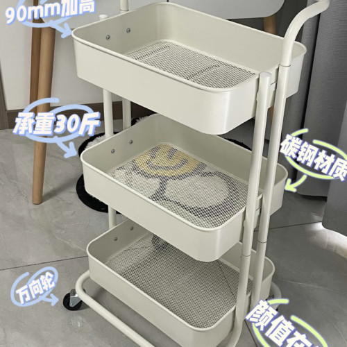 拉斯克碳鋼廚房收納架衛生間浴室零食置物架可移動多層簡約小推車