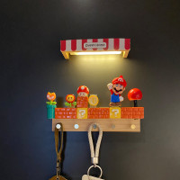 超級瑪麗馬裡奧鑰匙掛家用免打孔磁吸式創意裝飾玄關鑰匙收納鉤