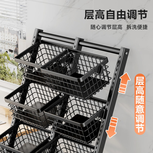 廚房收納置物架落地多層蔬菜水果多功能菜籃子客廳零食收納架帶輪