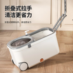 旋轉拖把開心媽媽2024新款免手洗旋轉式自動甩乾洗脫一體拖把桶