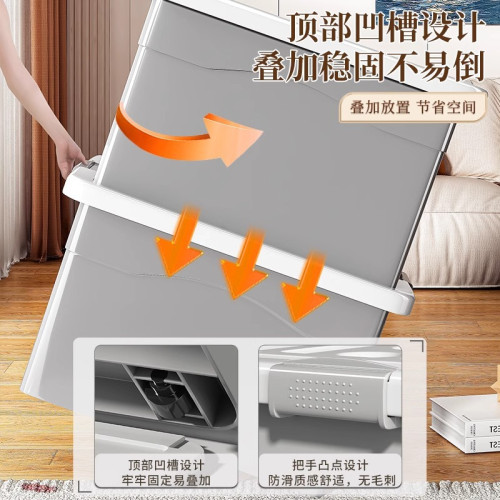 家用臥室收納箱大容量塑膠加厚衣物被子儲存箱玩具襍物帶蓋整理箱