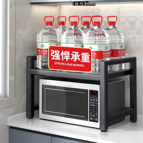 可伸縮微波爐置物架可調節電飯煲支架調料罐收納架多層烤箱儲物架
