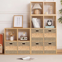 草編折曡收納筐手工編織籃子置物雜物櫃子儲物箱正方形藤編收納框