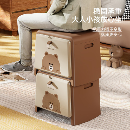 正版布朗熊家用組合收納凳多用途櫃子梯玄關換鞋儲物箱曡加省空間