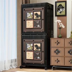 收納箱中古風家用大容量衣物被子儲物箱多功能帶輪翻蓋玩具整理箱