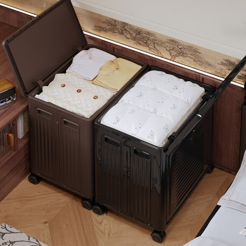 收納箱中古風家用大容量衣物被子儲物箱多功能帶輪翻蓋玩具整理箱