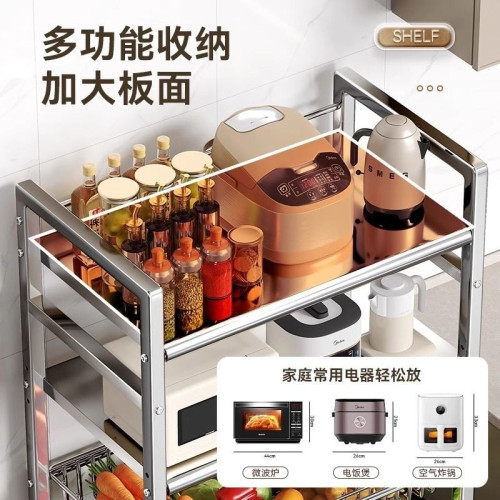 廚房置物架落地微波爐收納架可移動蔬菜籃子烤箱架夾縫小推車鍋架