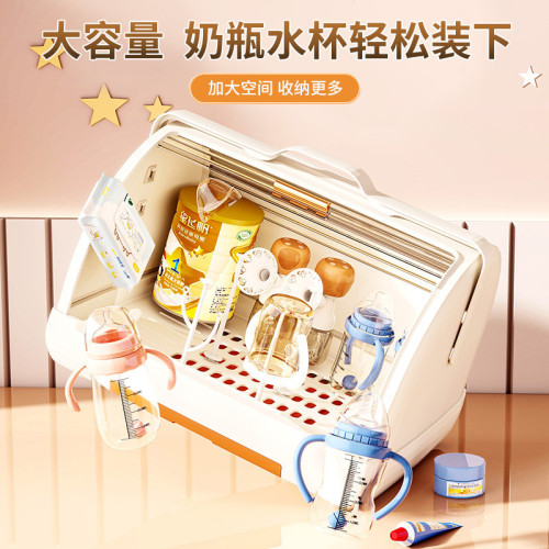 奶瓶室內收納箱嬰兒寶寶輔食工具餐具收納盒臥室防塵帶蓋瀝水架子 奶瓶室內收納箱嬰兒寶寶輔食工具餐具收納盒臥室防塵帶蓋瀝水架子